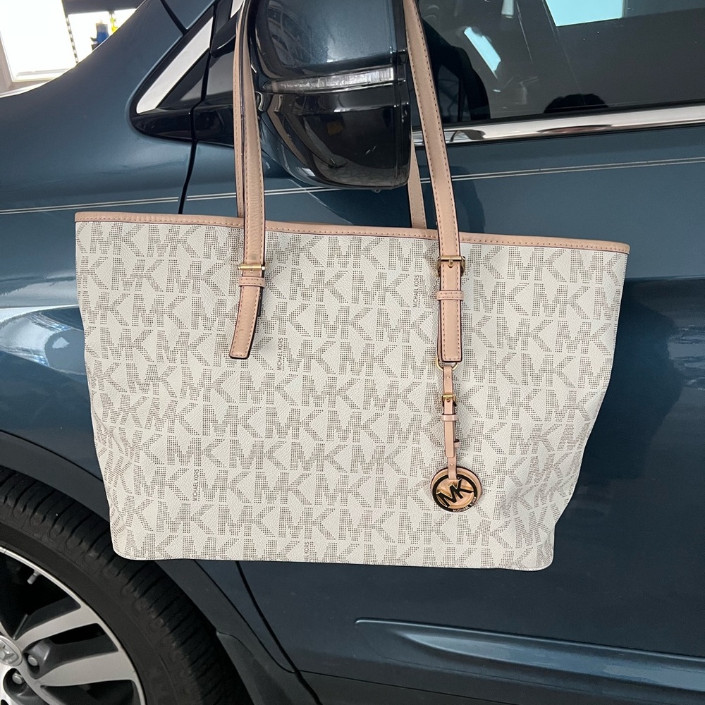 Michael Kors Cream Tote Bag with Signature Monogram